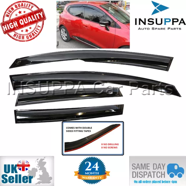 Wind Rain Sun Smoke Deflector For Renault Clio MK4 Hatchback 5 Door 12-18 4X