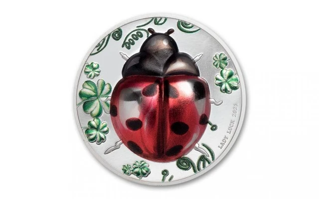 LADY LUCK ULTRA HIGH RELIEF 1oz SILVER PROOF LADYBIRD COIN 2021 PALAU $5 RARE