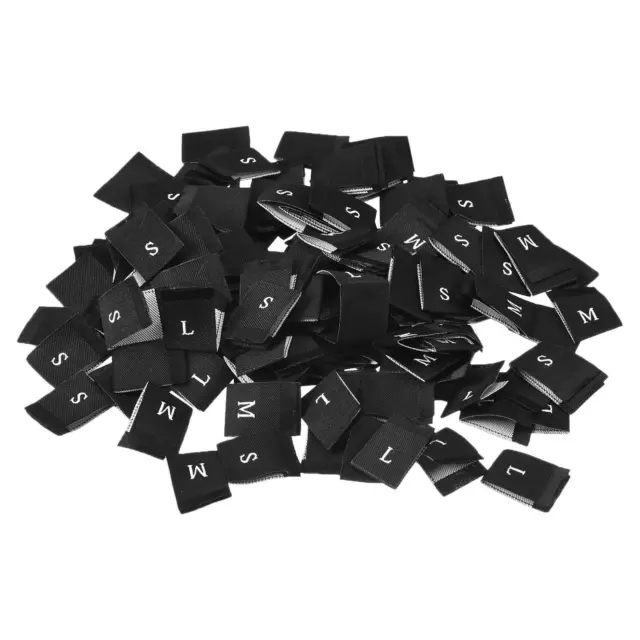 Ropa Costura Tamaño Etiqueta,S/M/L Bordado Etiqueta Negro,Paquete de 150