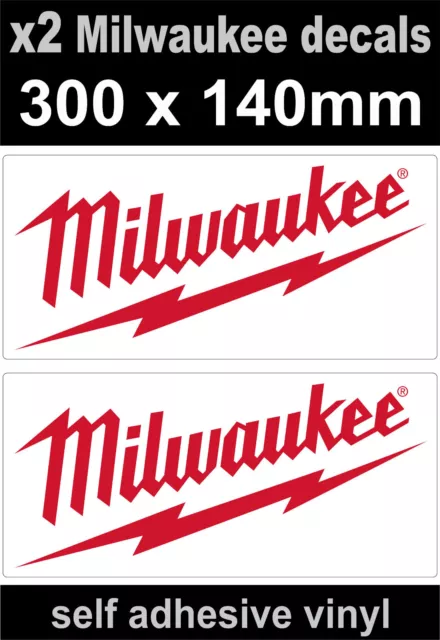 2 Milwaukee tools sponsor stickers 300mm motorsport car decal van truck workshop