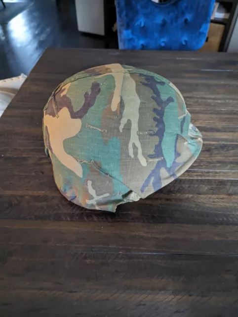 VINTAGE CAMO US Military Helmet with Liner, Chin Strap & Camouflage ...