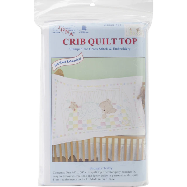 Jack Dempsey gestempelt weiß Quilt Krippe Top 40""x60"" - kuscheliger Teddy - 4060 452