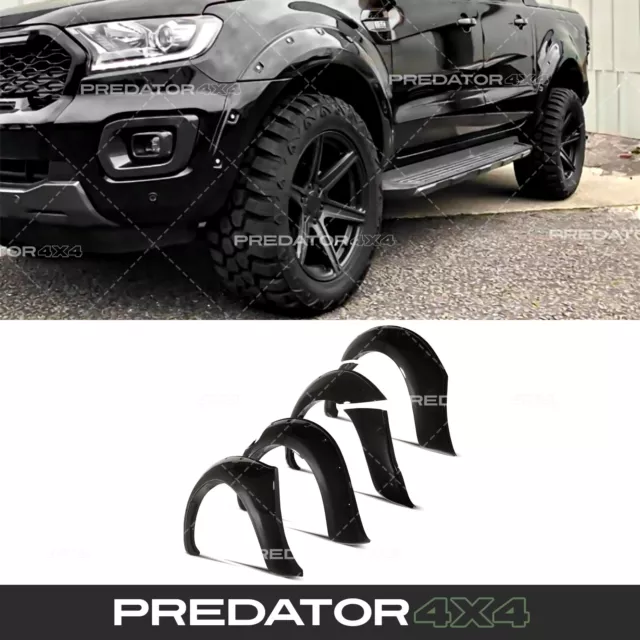 55mm GLOSS BLACK WHEEL ARCH EXTENSION FENDER FLARE SET FOR FORD RANGER T8 18-21