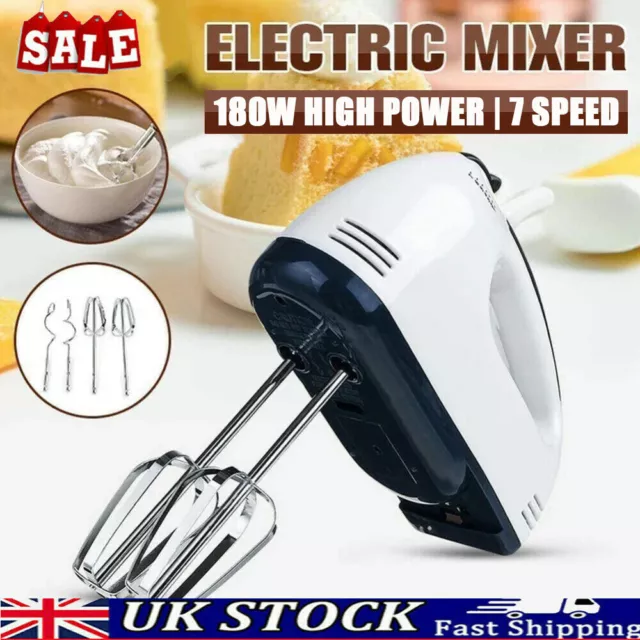 Electric Handheld Whisk 7-Speed Hand Mixer Kitchen Egg Beater Cream Cake Blender