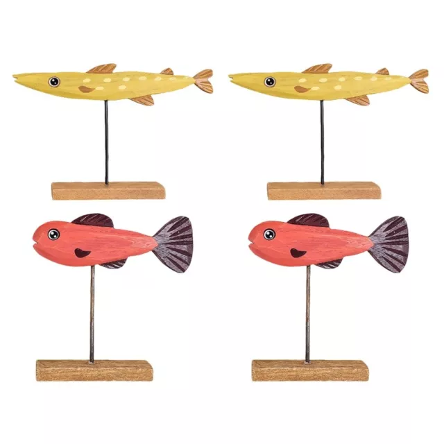 4 piezas modelo de pescado de madera decoración de mesa accesorios para el hogar escritorio infantil