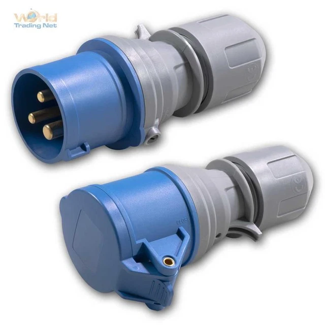 AW-Tools Camping Steckdose CEE 16A/230V – IP44, Blau, 3-polig | Für Wohnwagen & Boote