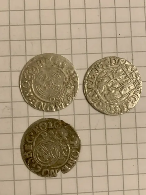 LOT:3st Coins Gros 1/24 Taler 1621 - 1624 Sigismund III Vasa Waza Vaza 3913