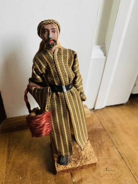 Vintage Rare Israel Jewish Man Doll Handmade Hand Craft Judaica Art Figurine