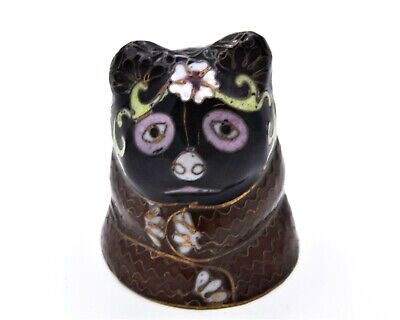 Vintage Cloisonne Panda. Lovely Hand Painted Enamel with Floral Designs.
