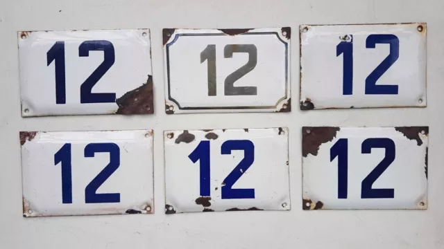 Genuine vintage ISRAELI enamel porcelain number 12 house sign # 12 PICK FROM LOT