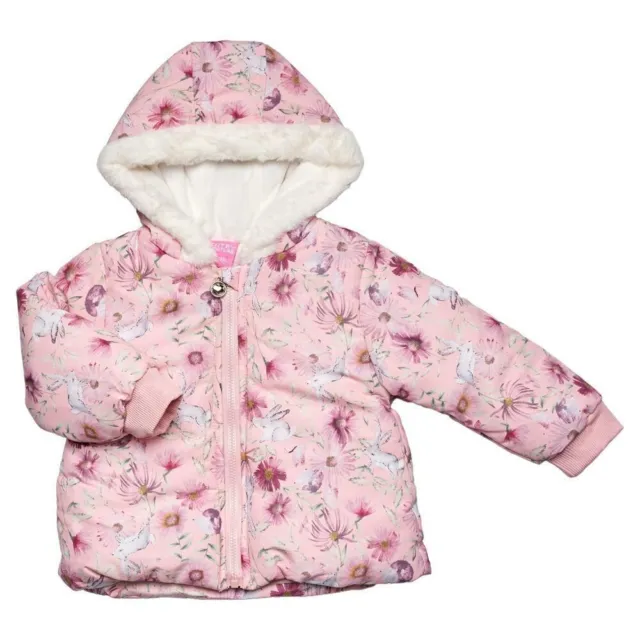 Baby Girls Jacket Flowers & Bunnies Design Jacket Padded Spanish Style UK 6-24M