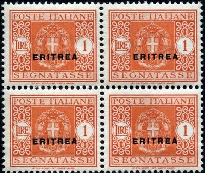 Segnatasse Lire 2 Eritrea n.35 MNH quartina Colonie 1934 