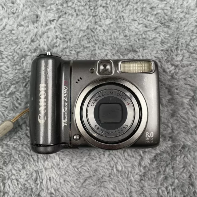 Canon PowerShot A590 IS Digital Camera Gray For Parts/Repair As-Is Untested