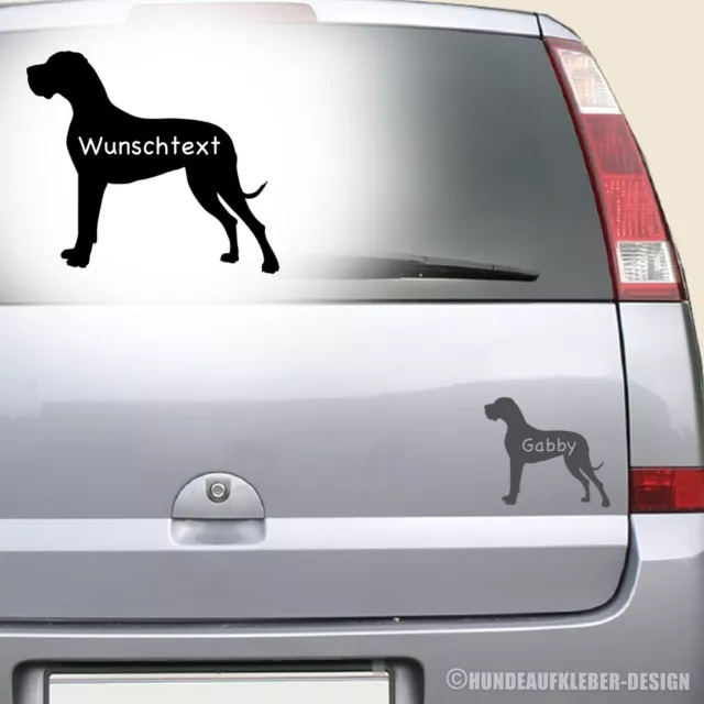 Deutsche Dogge Autoaufkleber 10cm inkl. Wunschtext Aufkleber Hund Great Dane 288