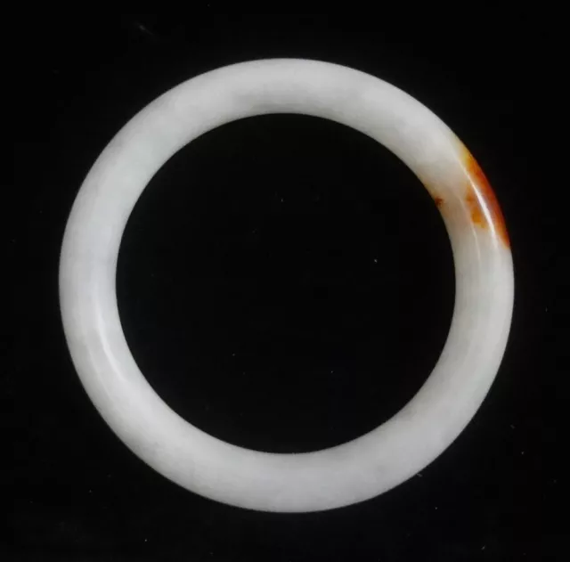 5.9cm Old Chinese Hand Carving White Brown Nephrite Jade Women Bangle