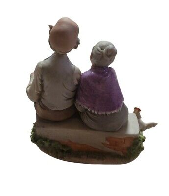 Vintage Capodimonte G. Cappe Elderly Couple with Chickens Figurine Made In Italy 3