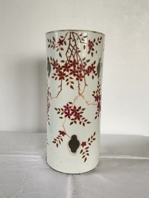 Chine très rare ancien vase en porcelaine chinois signé XIXème / Monté en lampe