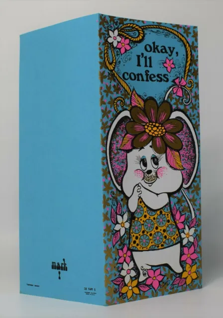 Easter  Wishing Card  Love Message Spring Cute 70’s girl  I MISS YOU! Retro Card