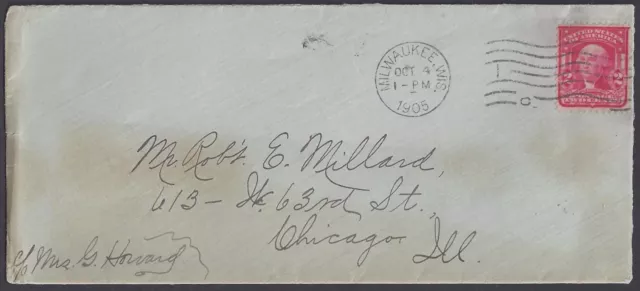 Us 1905 Milwaukee, Wi To Chicago With Silver Seal On Reverse Very Rare