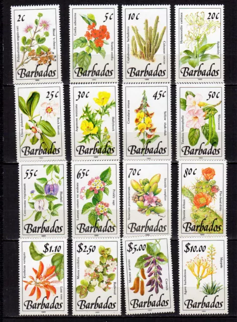 Barbade 1989 fleurs sauvages 16 timbres neufs MNH /TE3654