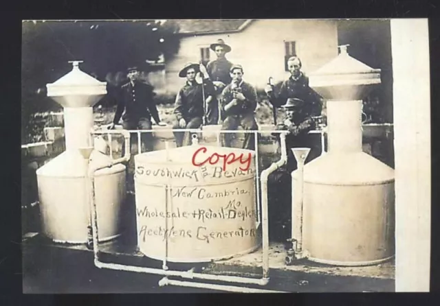 Real Photo New Cambria Missouri Acetylene Generator Advertising Postcard Copy