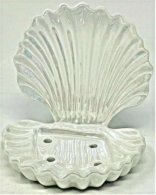 BATH & BODY Works Soap Holder Sea Shell Clam Iridescent White Beach