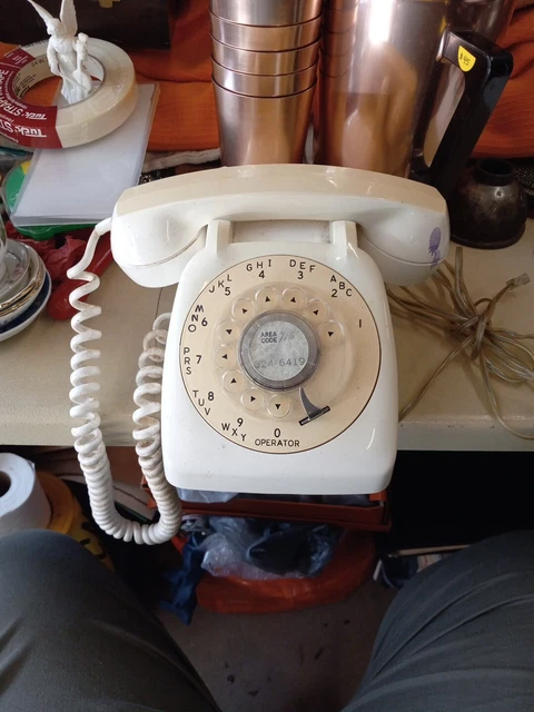 Vintage White As Is Rotary Dial Tabletop Telephone