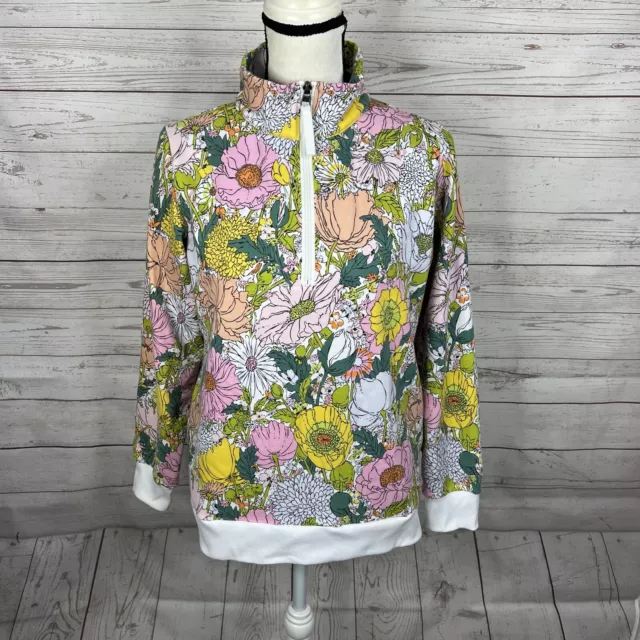 Vera Bradly Womens 1/4 Zip Pullover Sweatshirt Jacket Size Medium Floral