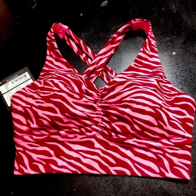 Lorna Jane Scrunched Front Zebra Sports Bra Size Large. Brand New With Tags.