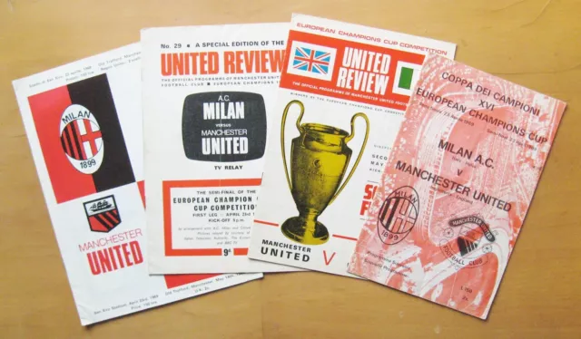 AC MILAN v MANCHESTER UNITED European Cup Semi-Final 1968/1969 All 4 Programmes