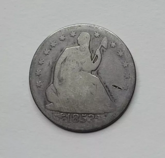 1853 Arrows & Rays - Seated Liberty Silver Half Dollar - Good