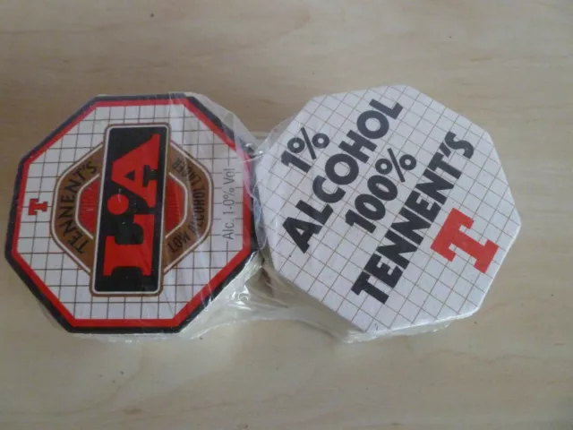 100 x Vintage TENNENT'S LA Low Alcohol Lager Beer 1% Alcohol Coaster Pub Mats