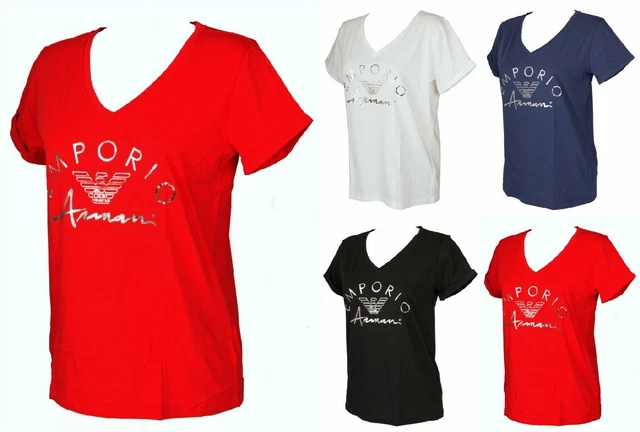 T-shirt maglietta donna scollo V manica corta cotone EMPORIO ARMANI articolo 164