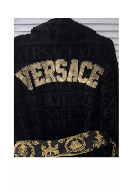 Versace Sequin Logo Terry Bath Robe Black Donatella Towel I Love Baroque Collect 2