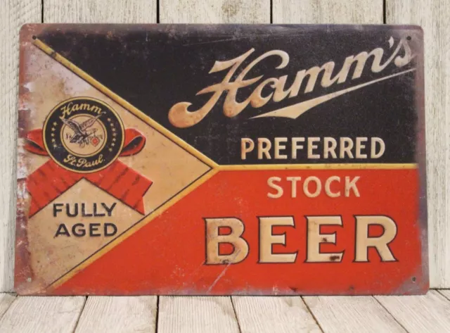 Hamm's Beer Tin Metal Sign Hamms Bar Irish Pub Man Cave Vintage Rustic Style XZ