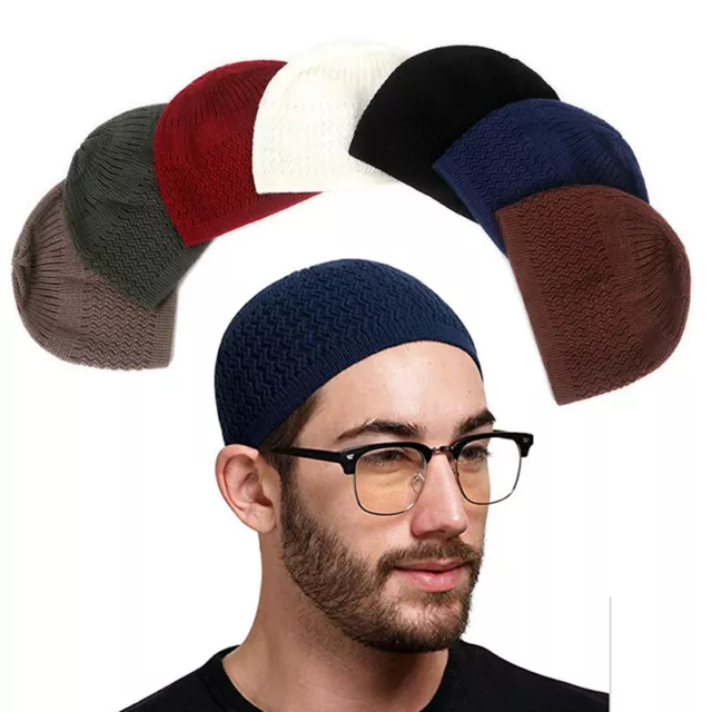 Casual Knitted Muslim Men Prayer Hats Winter Warm Beanies Cap Islamic Rama^CE 2