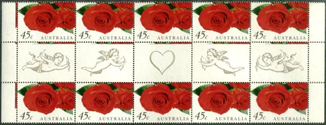 1999 Australian Stamps - Greetings - Romance Gutter Strip MUH