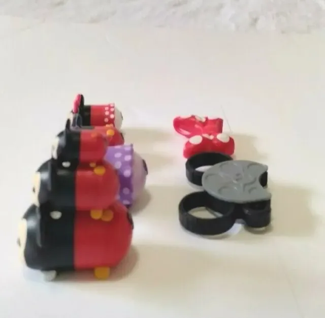 Disney Mickey Red Purple Minnie Mouse Vinyl Tsum Tsum Toy Figures w accesories 5