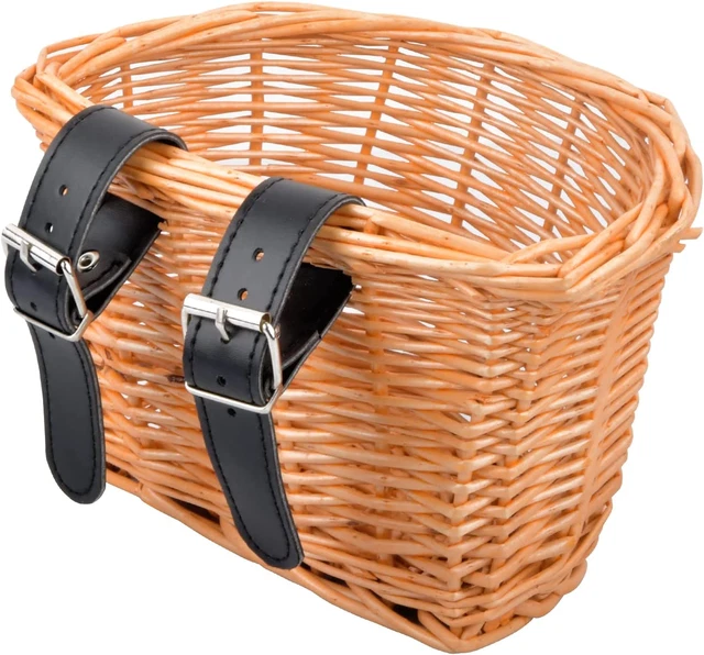 Panier Vélo Tressé GreatRise – Grand 25x19x18 Cm, Attaches Cuir, Imperméable, Rose