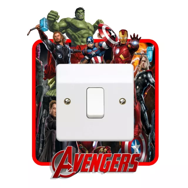 Avengers Marvel Light Switch Surround Sticker Decal Kids Boys Girls Bedroom