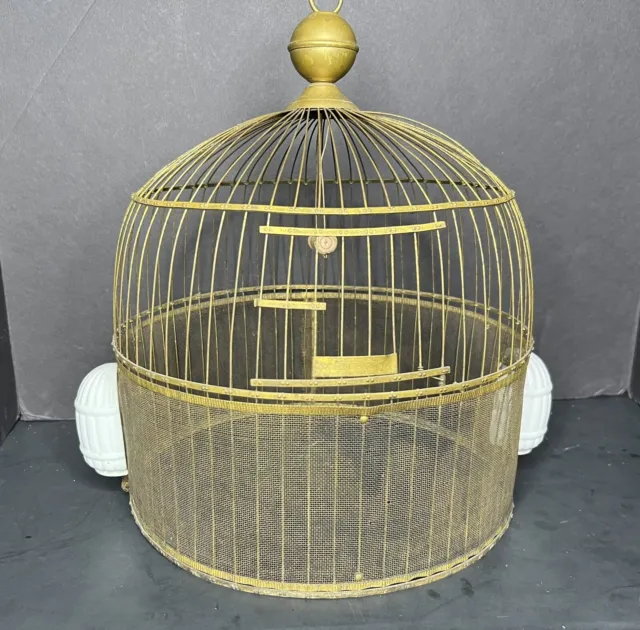 Antique Brass Birdcage Early 1900s by Hendryx With Feeders (No Base)