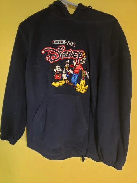 Fleece Disney Hoodie Men's Large Mickey Donald Goofy Pluto Excellent Condition