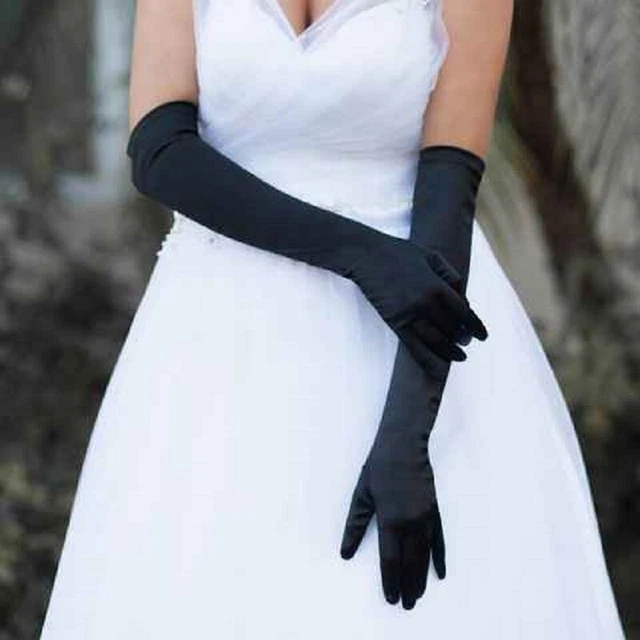 23" Long BLACK Satin Gloves ( GLV57 )