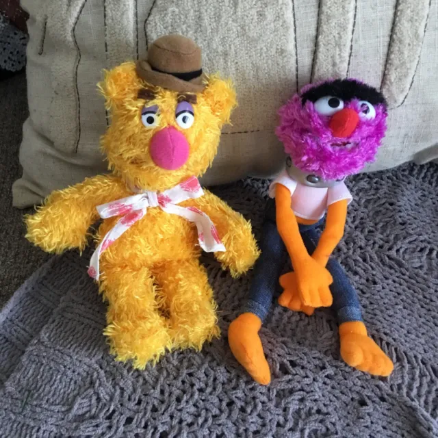 2 2004 Jim Henson Muppets 8" Beanie Bean Bag Doll Plush Sababa   Toys Fozzie Gon