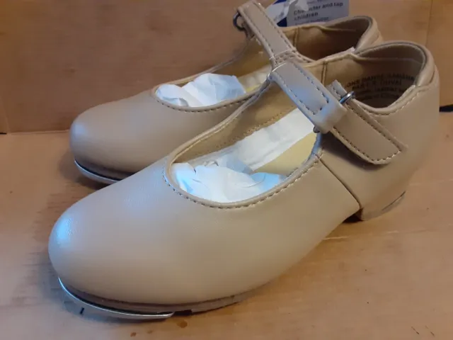 New Sansha Sofiette Tan Leather Girls Tap Dance Shoes, Size 9  (FREE SHIPPING)