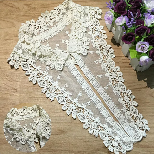 DIY Patch Applique Neckline Clothes Sewing Lace Embroidered Trim Collar Flower