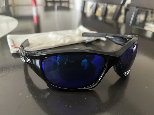 Oakley OO9127-10 Polished Black w/ Shallow Blue Polarized Pit Bull Sunglasses