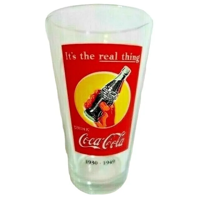 Coca-Cola 1930-1949 IT'S THE REAL THING Drinking Glassware Retro Label 12 oz NEW