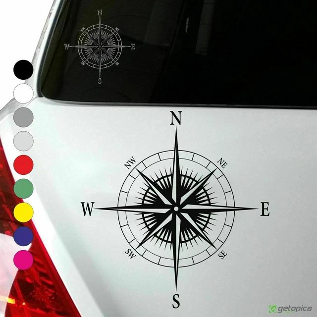 WUSJCOF Offroad Kompass Aufkleber Set - 2er Pack Windrose Dekor Für Wohnmobil & Auto