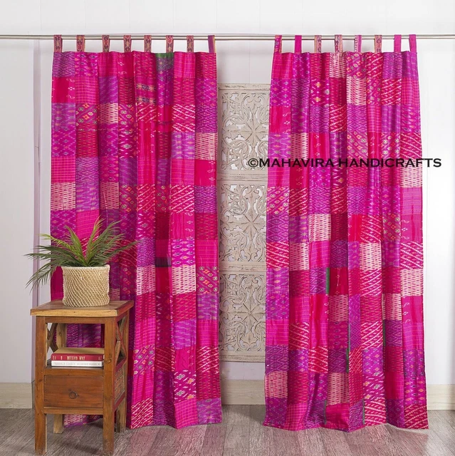 Fenêtre Décoration Beau Indien Patchwork Soie Hippie 102cmx203cm Rideau